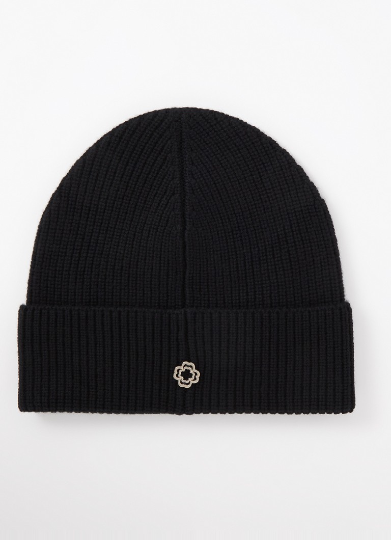 Maje Rib-knit hat in cashmere blend with logo
