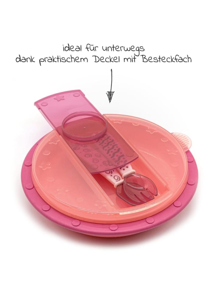MiaMia Babyteller zum Mitnehmen inkl. Besteck - Pink in rosa günstig kaufen onesize