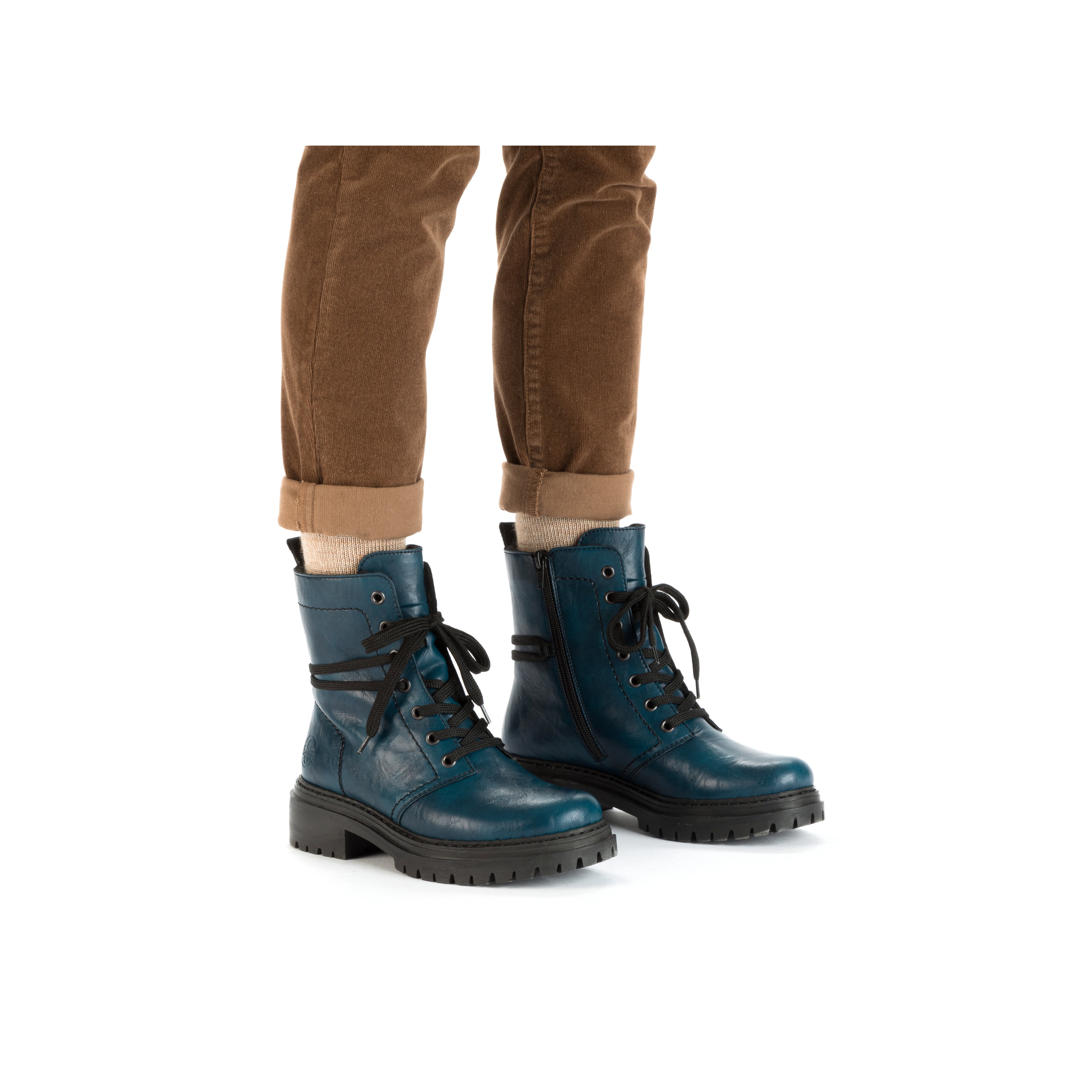 Rieker Damen Biker Boots cyanblau