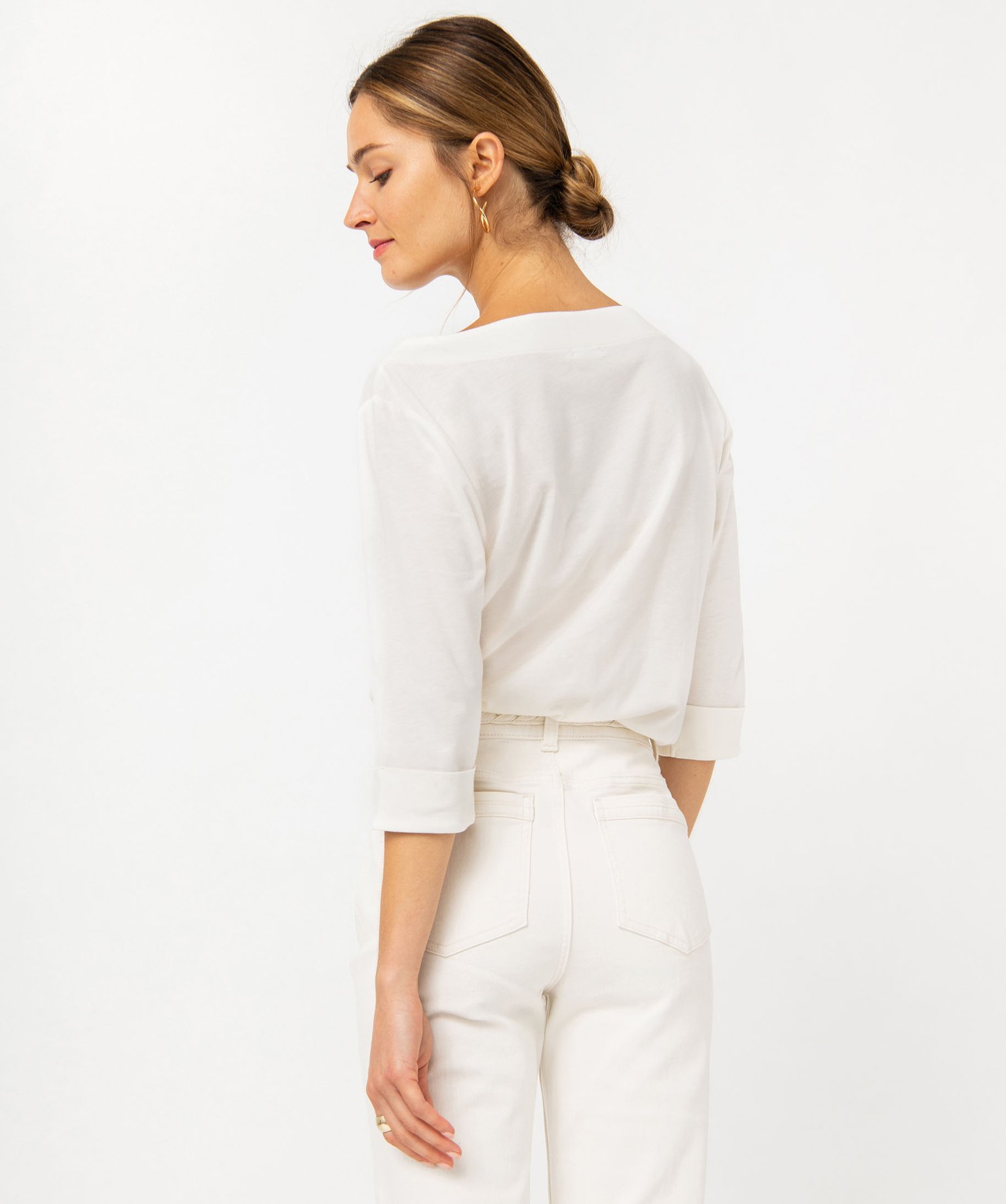 Tee-shirt à manches 3/4 et col bateau femme - LuluCastagnette ecru | GEMO