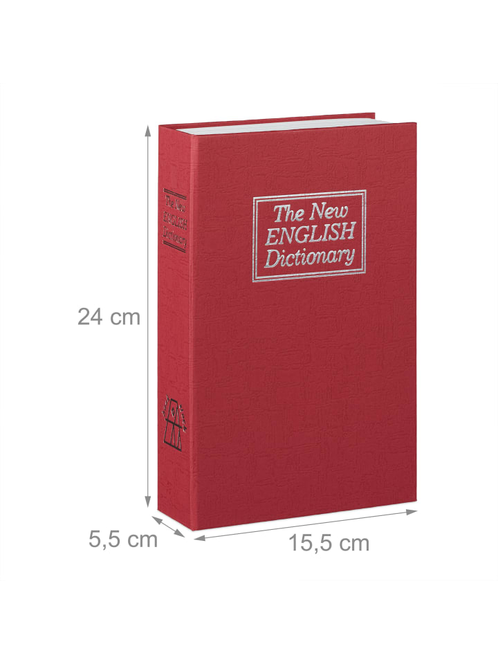 relaxdays Buchtresor Wörterbuch in Rot - (B)15,5 x (H) x (T)5,5 cm günstig kaufen onesize
