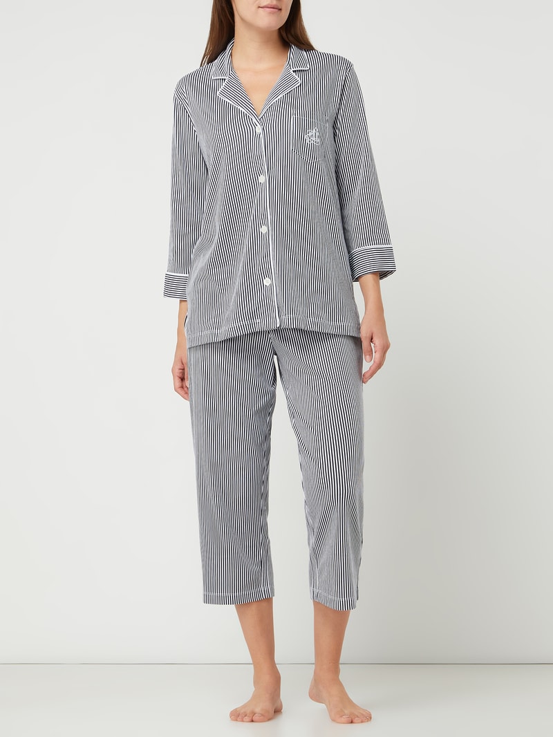 Pyjama mit Streifenmuster in dunkelblau
