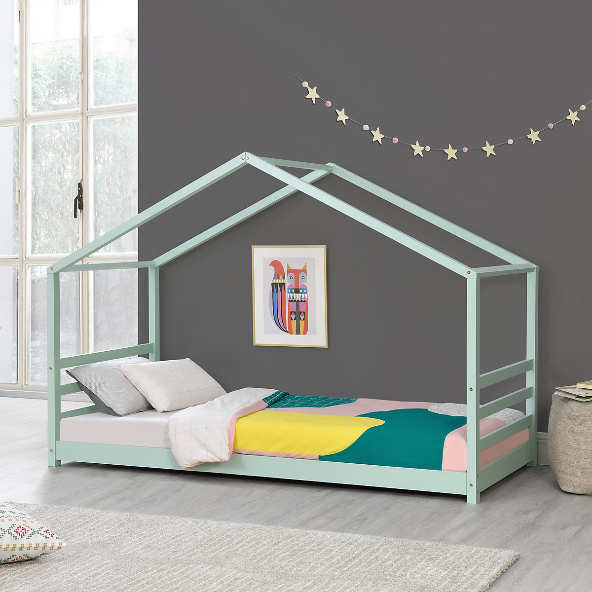 Kinderbett mit Lattenrost Hausbett Bettenhaus Jugendbett Holz in verschiedenen Größen und Farben