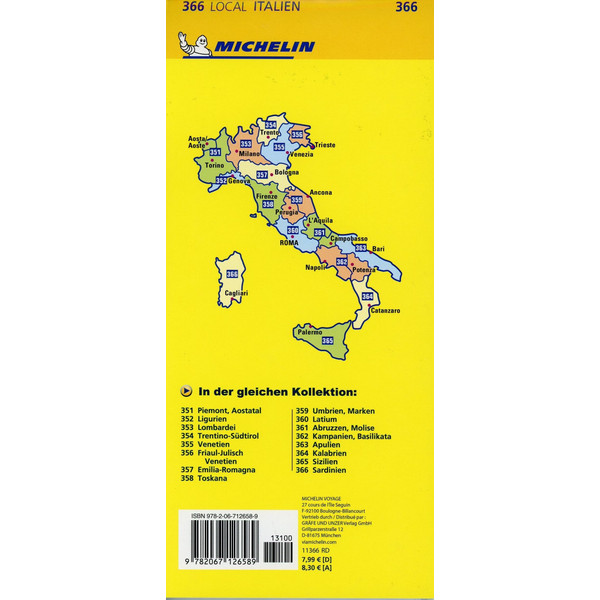 Michelin Lokalkarte Sardinien 1 : 200 000 - Straßenkarte