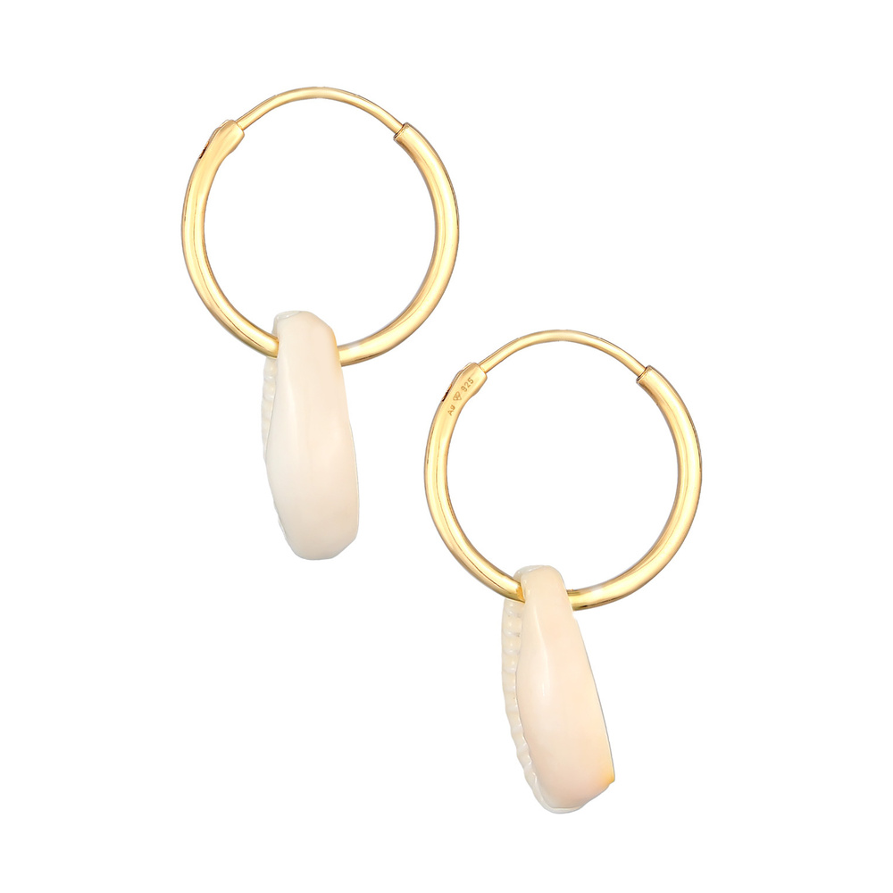 Elli Elli Boucles d'Oreilles Femmes Créoles Tendance avec coquillage cauri en argent s Boucles d'oreilles