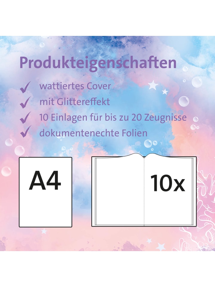 ROTH Zeugnismappe Delfine mit Glitzereffekt in Hellblau günstig kaufen onesize
