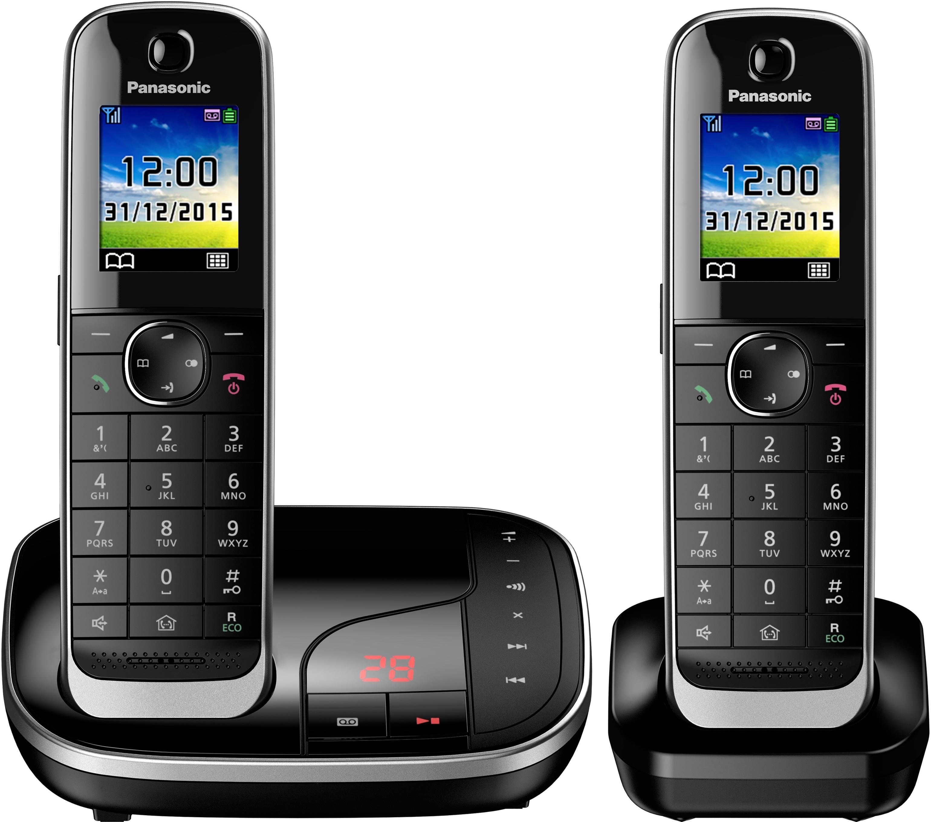 Panasonic KX-TGJ322 Schnurloses DECT-Telefon (Mobilteile: 2, mit Anrufbeantworter, Weckfunktion, Freisprechen)
