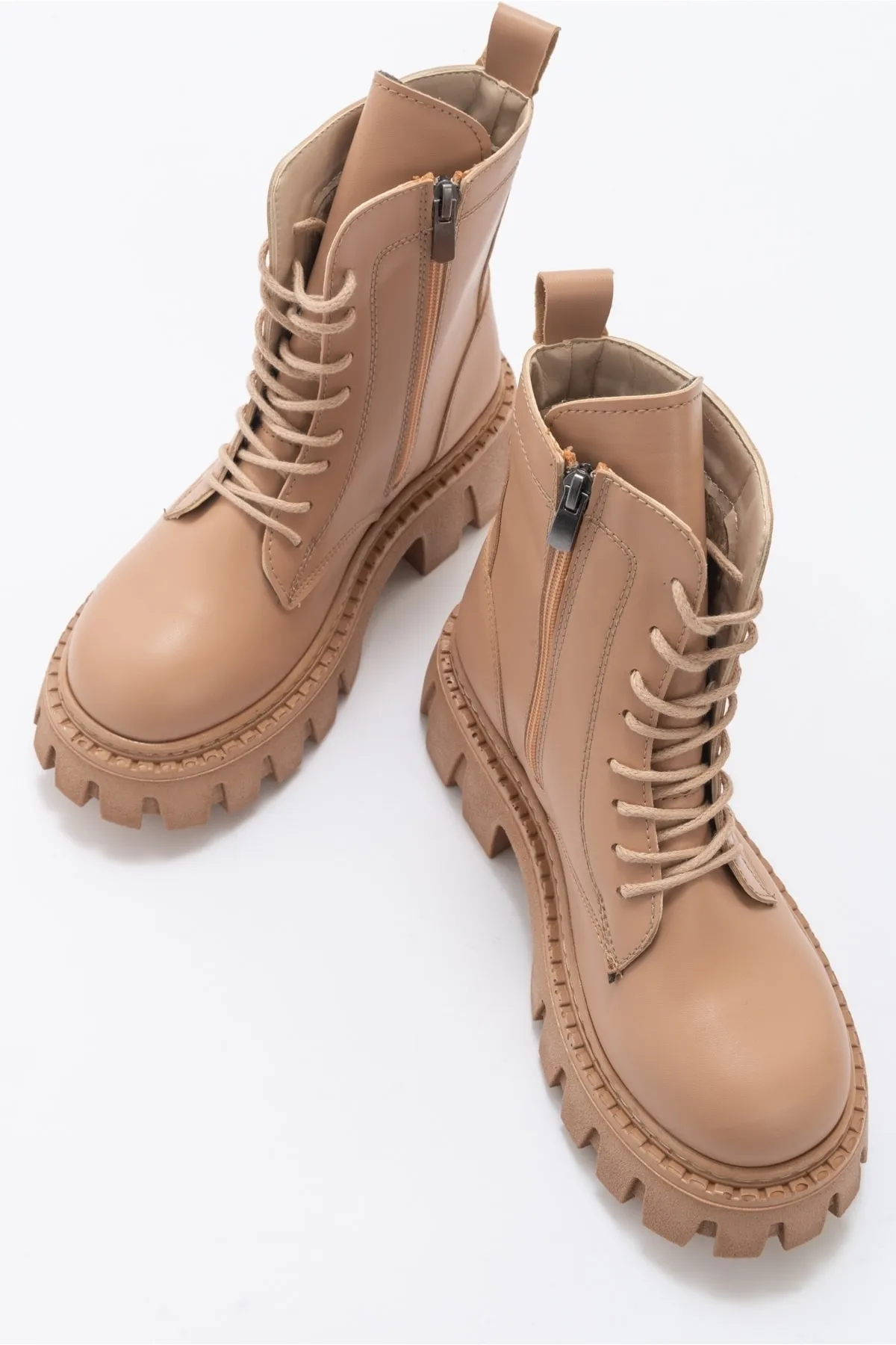 LuviShoes  Tool Dunkelbeige Damenstiefel