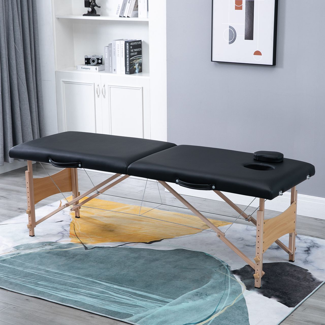 HOMCOM Massageliege Mobiler Massagetisch Höhenverstellbar Kosmetik Bank Holz