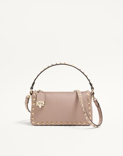 Bolsa de ombro pequena Rockstud em couro de bezerro granulado