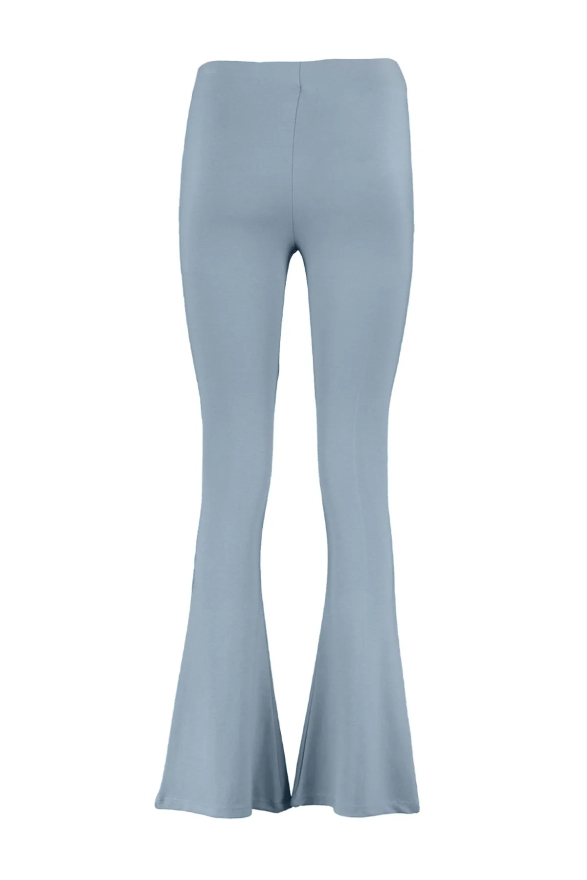 Trendyol Collection  Graue, gerippte, ausgestellte, elastische Hose mit spanischem Bein und hoher Taille, Strickhose TWOSS20PL0342