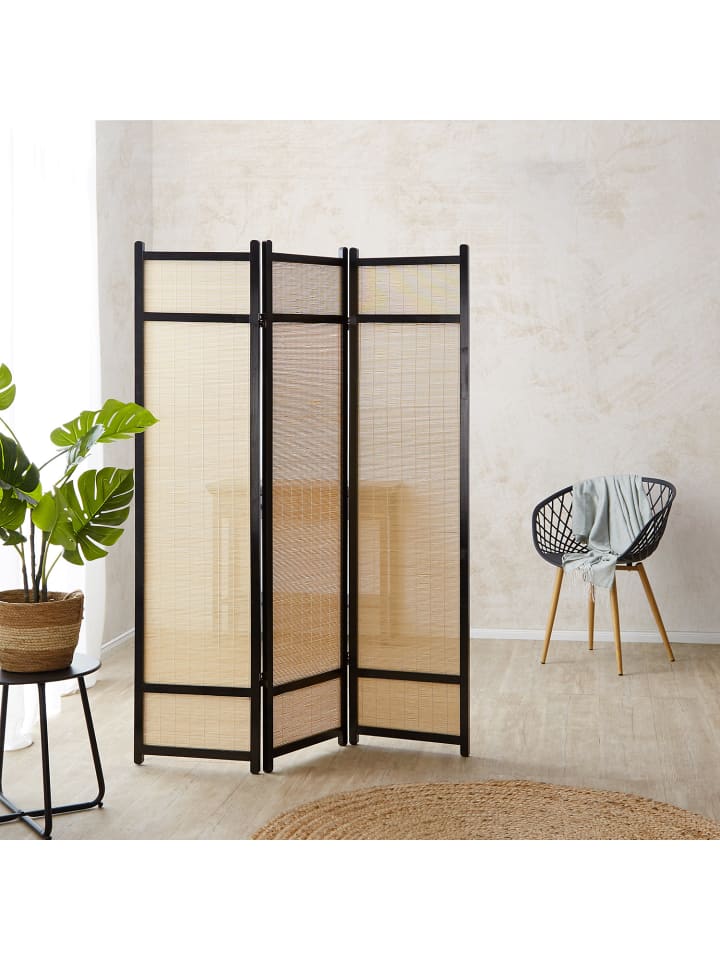 Homestyle4u 3-tlg. Paravent in Schwarz 132x175 günstig kaufen onesize