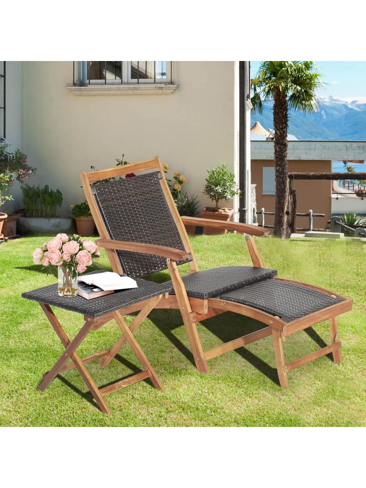 COSTWAY Gartenliege in Braun günstig kaufen 61 cm