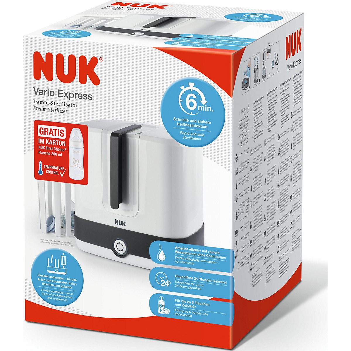 NUK Baby Thermometer Flash, berührungslose Fiebermessung an der Stirn durch Infrarotsender, sekundenschnell und hygienisch