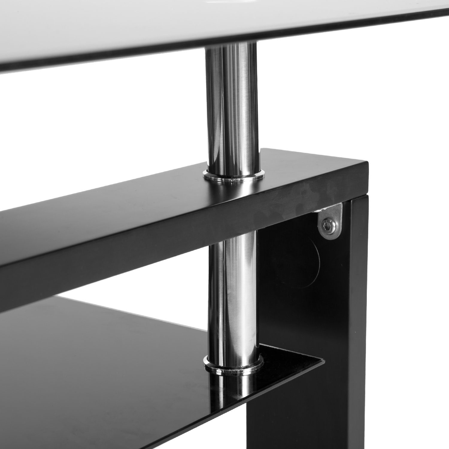 Merax Couchtisch aus Glas mit Glasablage, Wohnzimmertisch Sofatisch, mit Metallrahmen