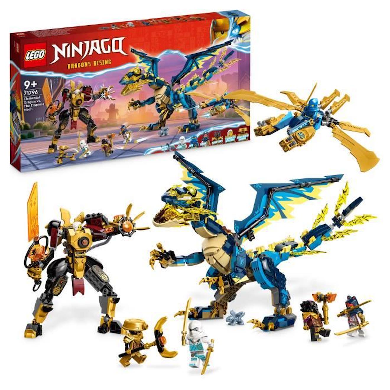 LEGO® NINJAGO 71796 Le Dragon Élémentaire contre le Robot de l’Impératrice, Grand Jouet bleu