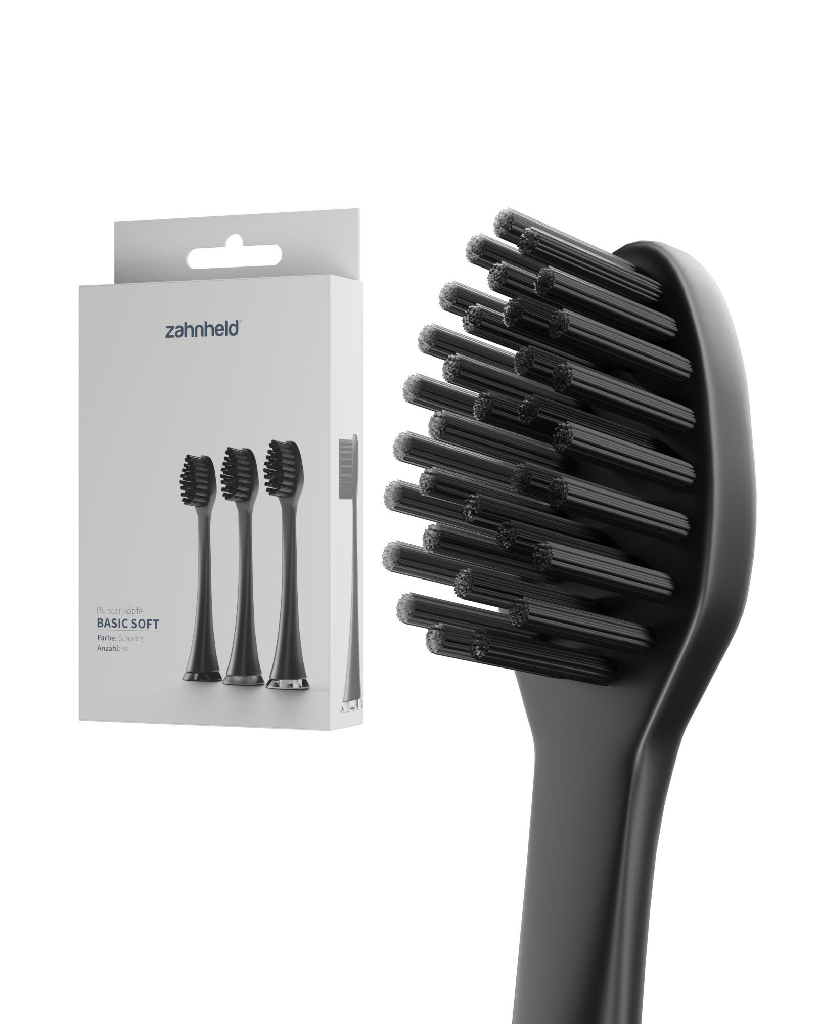 Zahnheld Aufsteckbürsten Basic Soft (weich), 3 Weiche Wechselköpfe (plastikfrei verpackt)