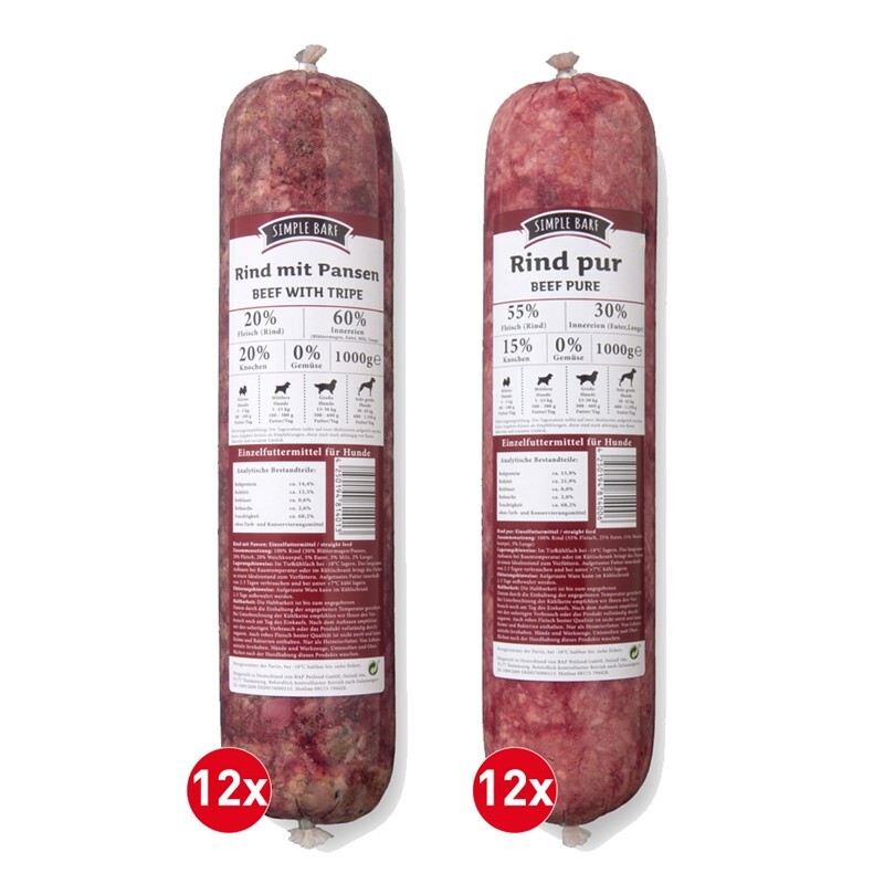 Simple BARF BARF/ Frostfutter Simple BARF Rind Paket 24x1000g