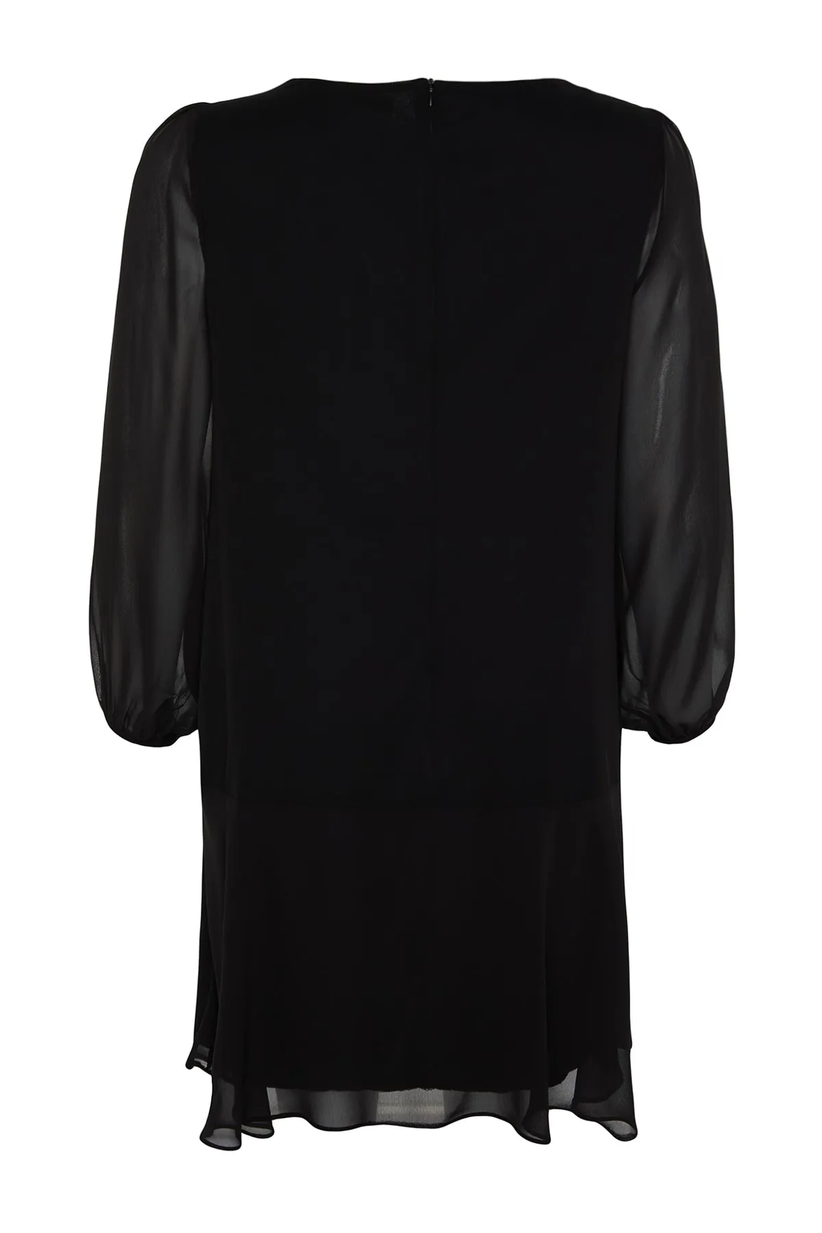 Trendyol Curve  Schwarzes schlichtes Basic-Midi-Kleid in Übergröße aus gewebtem Stoff