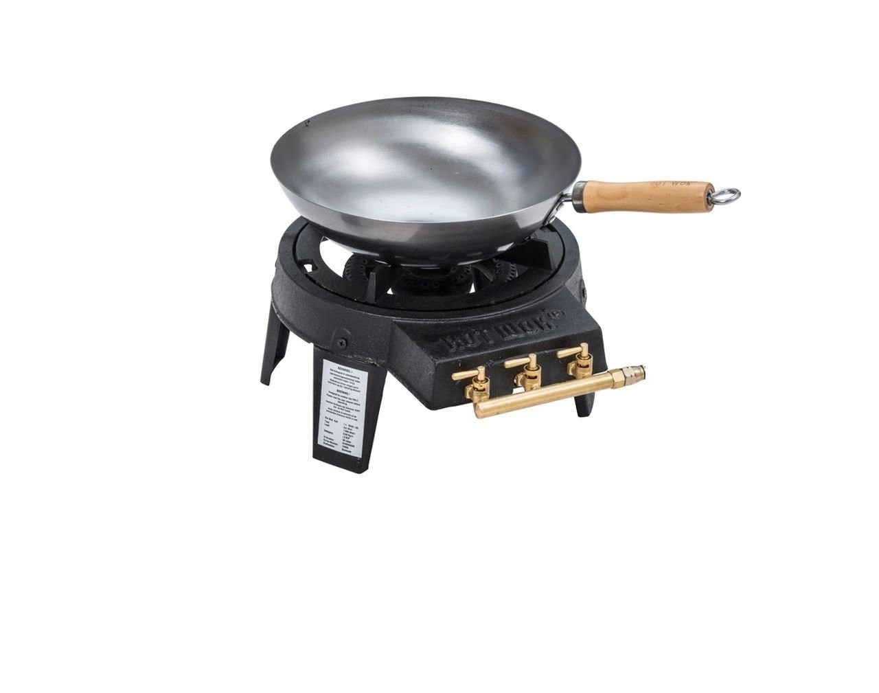 HOTWOK Gaskocher, Wokbrenner Hot Wok Pro 12 kW Gasbrenner Gusseisen + Wokpfanne 30 cm