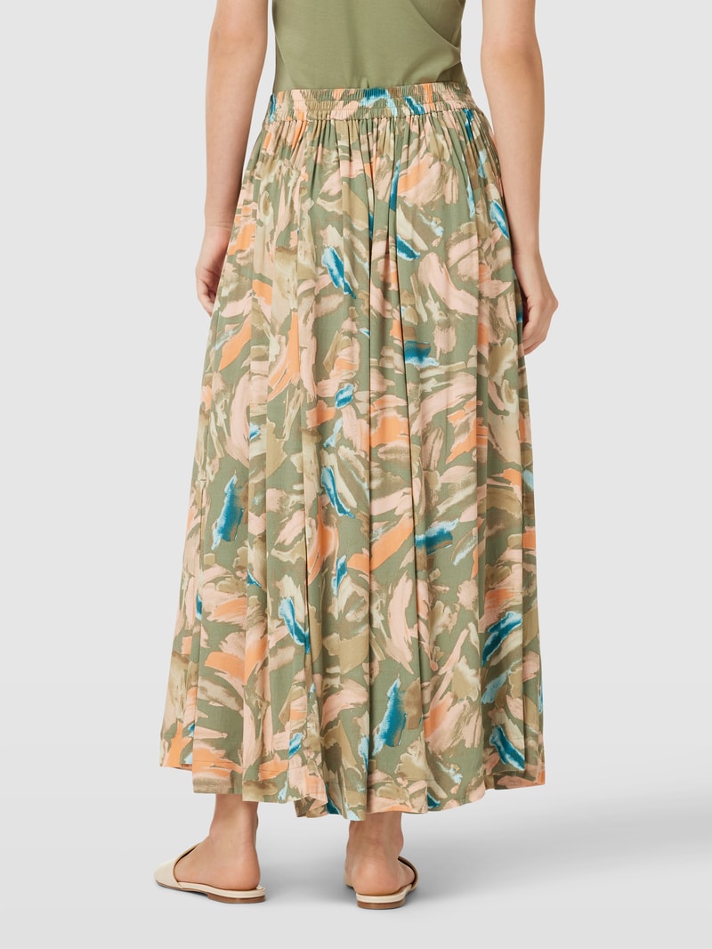 Midirock mit Allover-Print in khaki