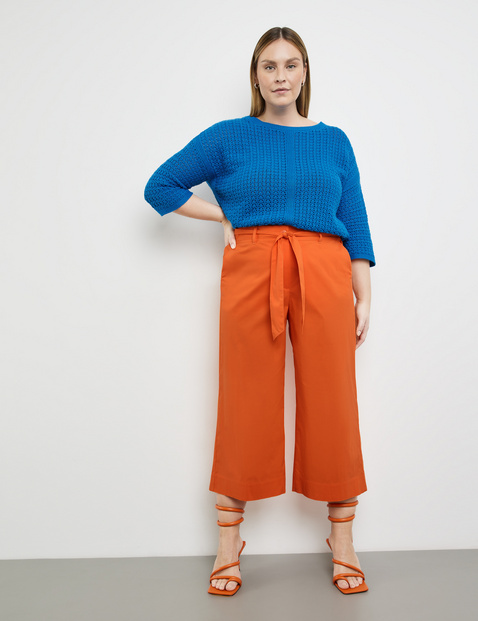 Weite 3/4 Hose mit Bindegürtel Lotta
