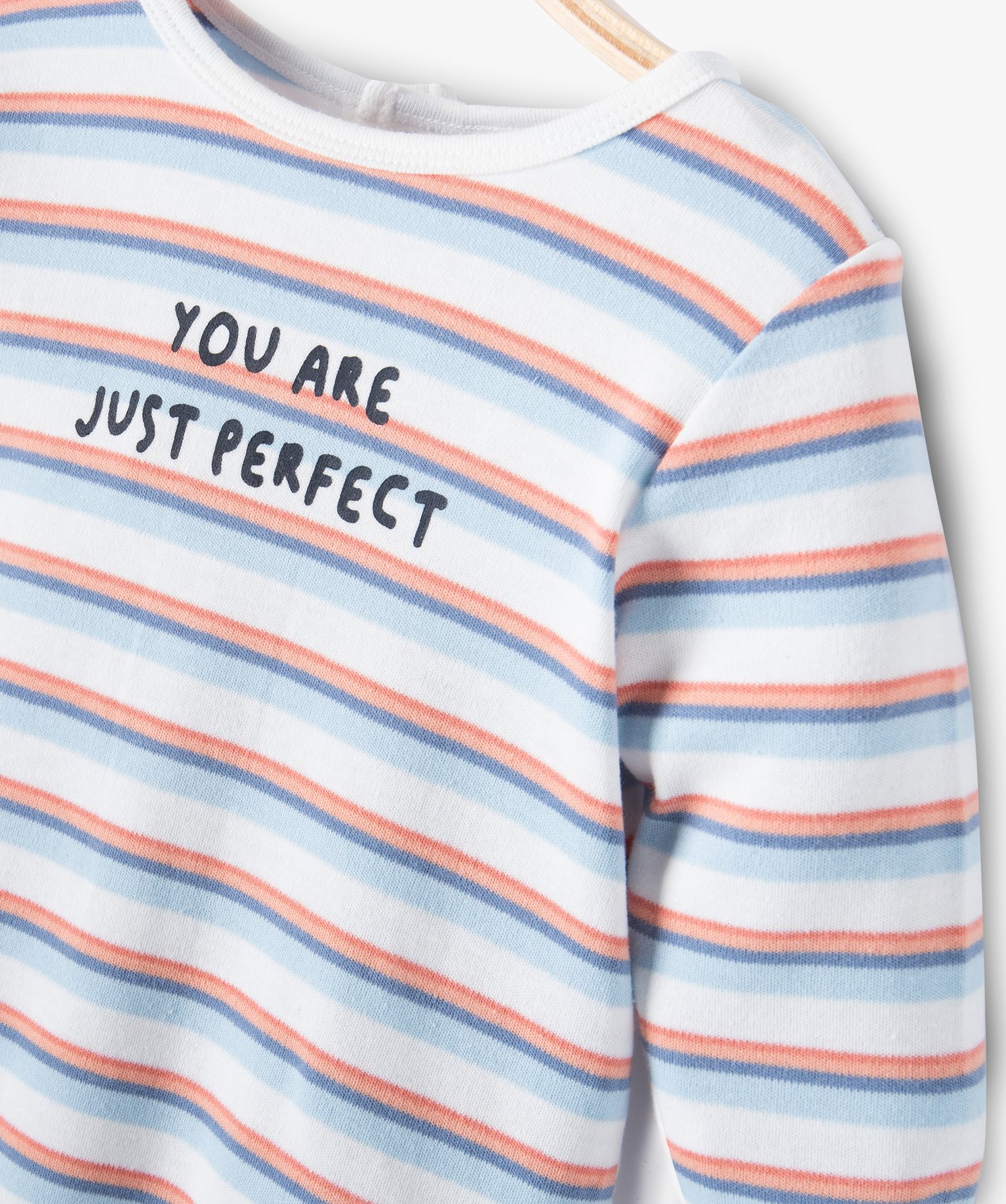 Pyjama bébé dors bien en jersey rayé à pont-dos pressionné ecru | GEMO