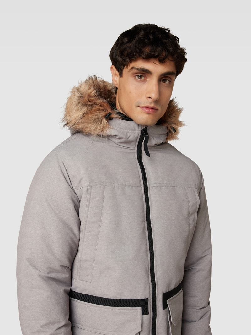 Parka mit Kunstfellbesatz Modell 'EWING' in hellgrau