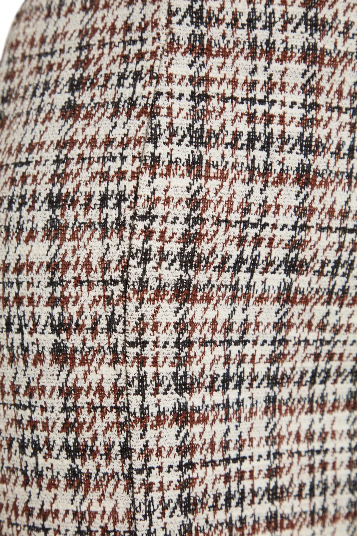 Trendyol Collection  Brauner Tweed-Mini-Strickrock mit normaler Taille und Reißverschluss und Schlitz TWOAW24ET00146