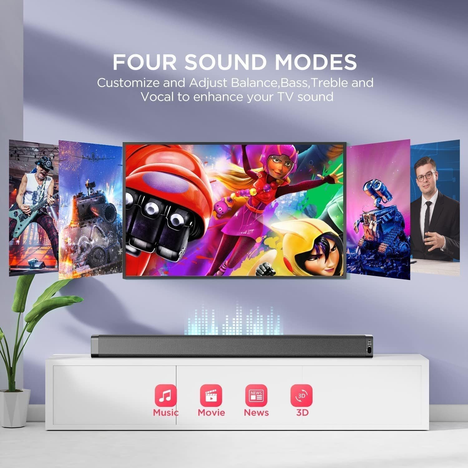 ABOX Thramono Odine I 2.0 Soundbar (80 W, 120 dB Soundsystem für Fernseher, Kraftvoller Klang, Surround Sound)