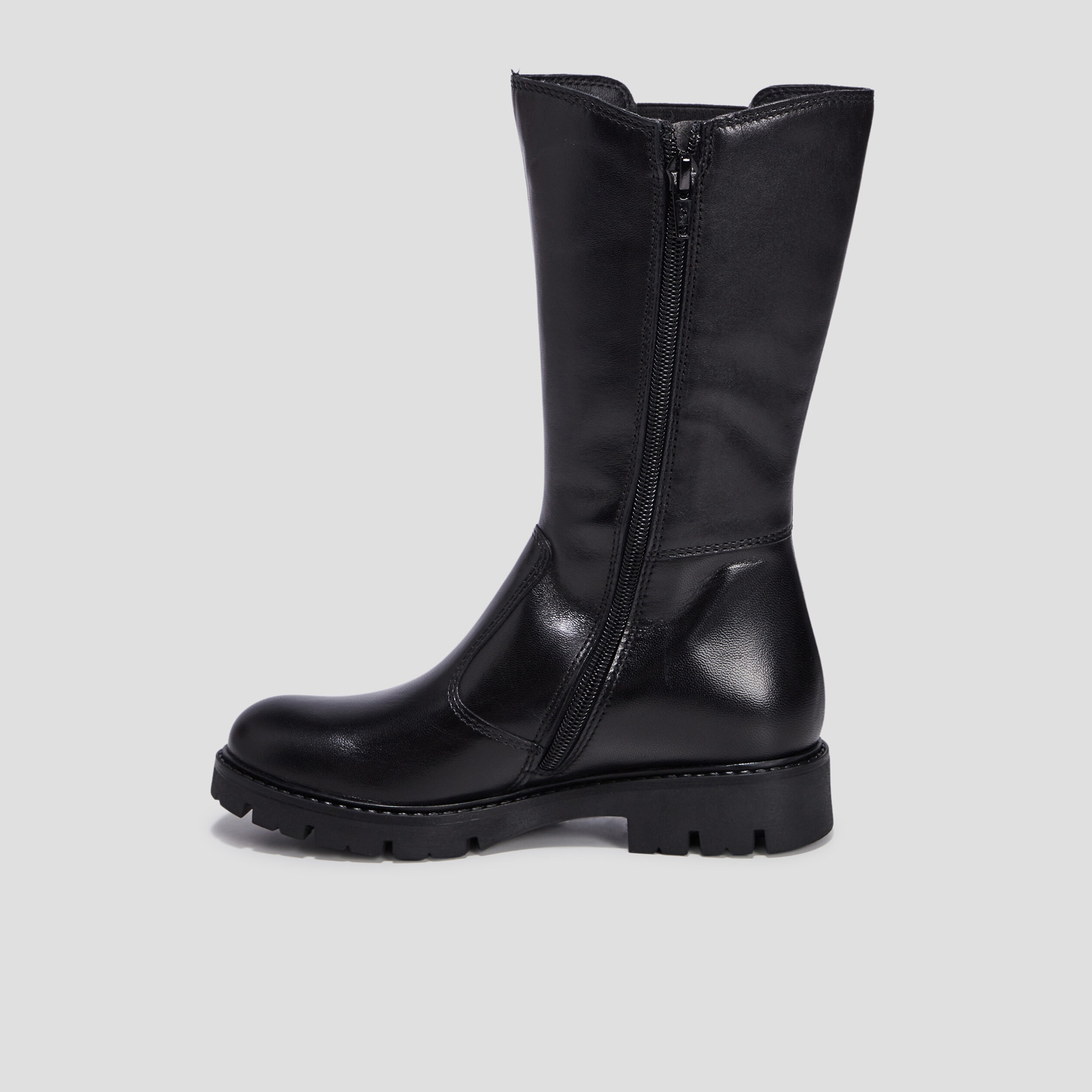 Bottes crantées en cuir noir fille | La Halle