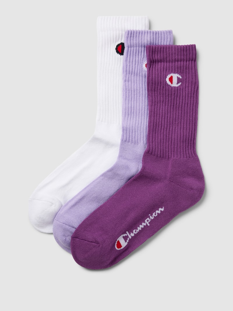 Socken mit Label-Print im 3er-Pack in flieder