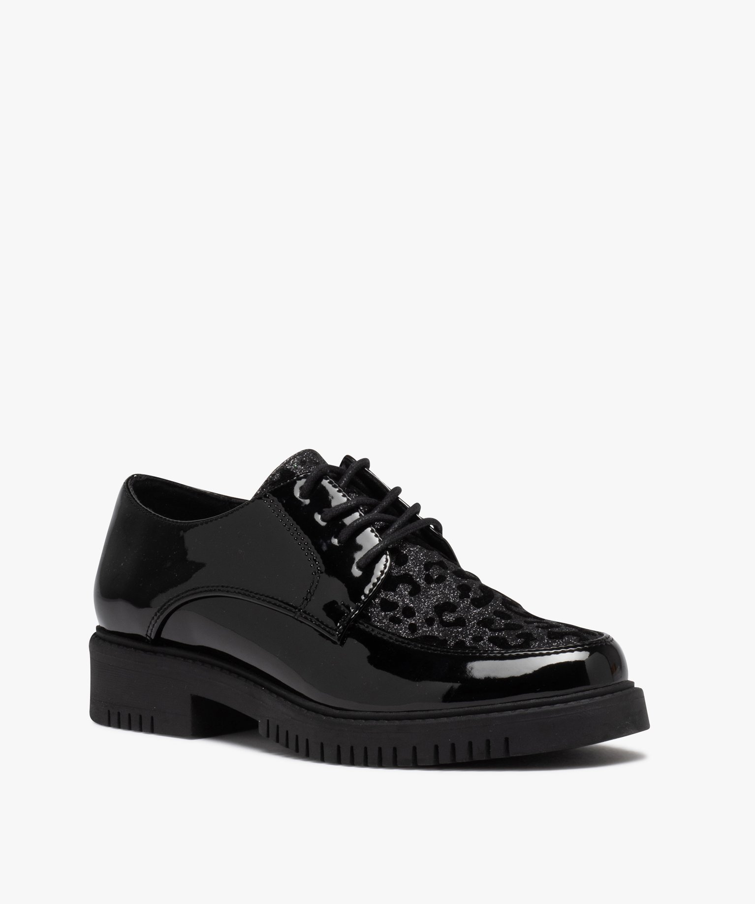 Derby verni avec dessus pailleté femme noir | GEMO