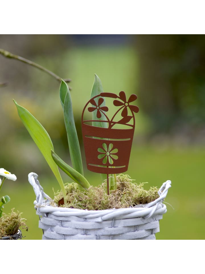 UNUS 3er Set Gartenstecker Rost Gießkanne und Blumentöpfe in Braun günstig kaufen onesize