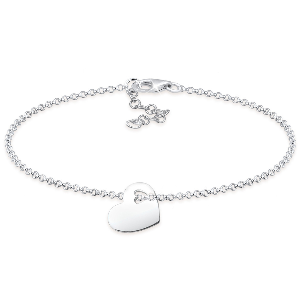 Elli Elli Bracelet Coeur Pendentif Bracelet Femme 925/1000 Argent Bracelet