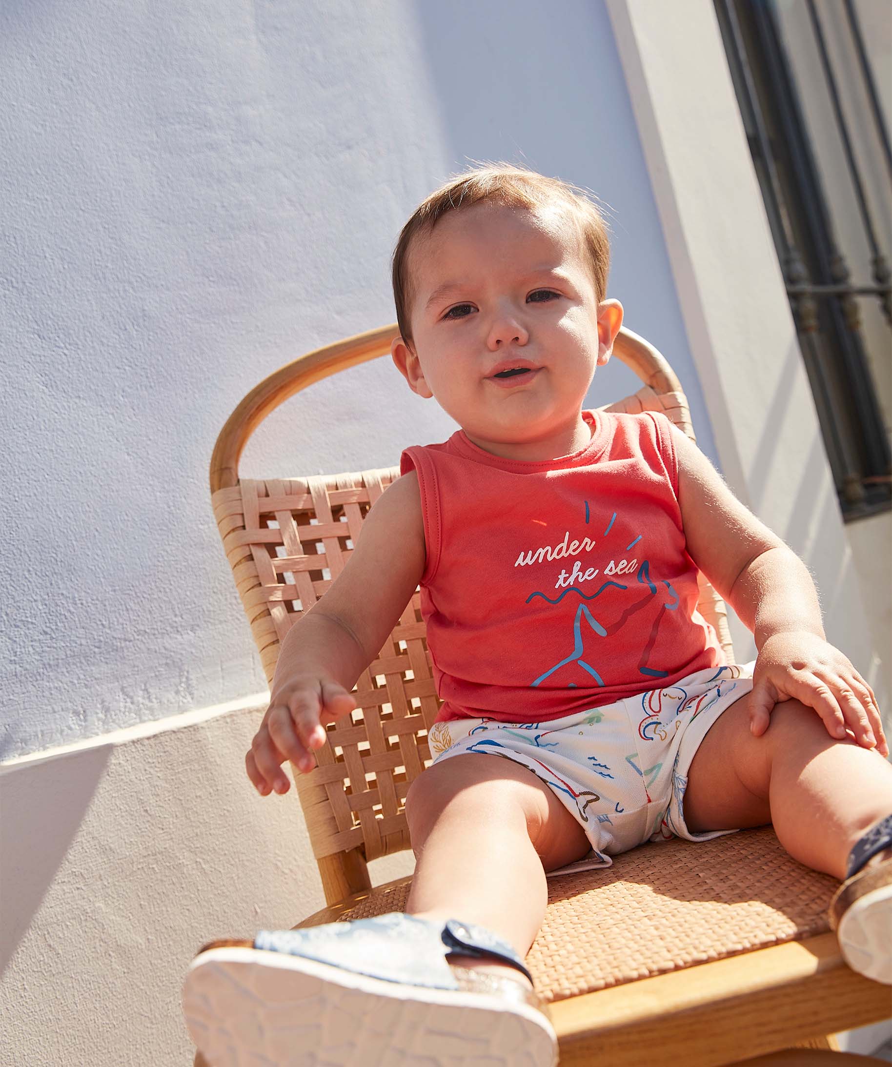 Débardeur en coton avec broderie bébé Garçon rouge | GEMO