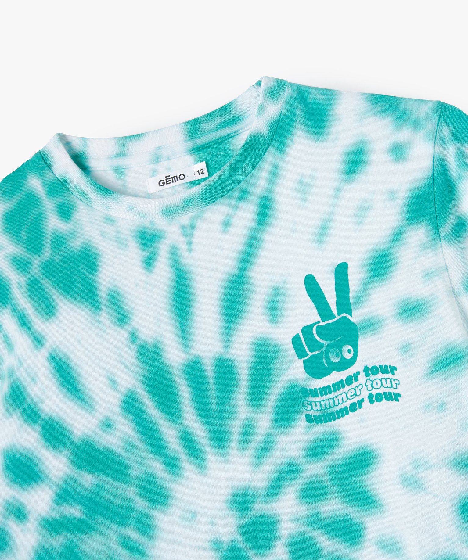 Tee-shirt Garçon à manches courtes tie-and-dye motif concert bleu | GEMO