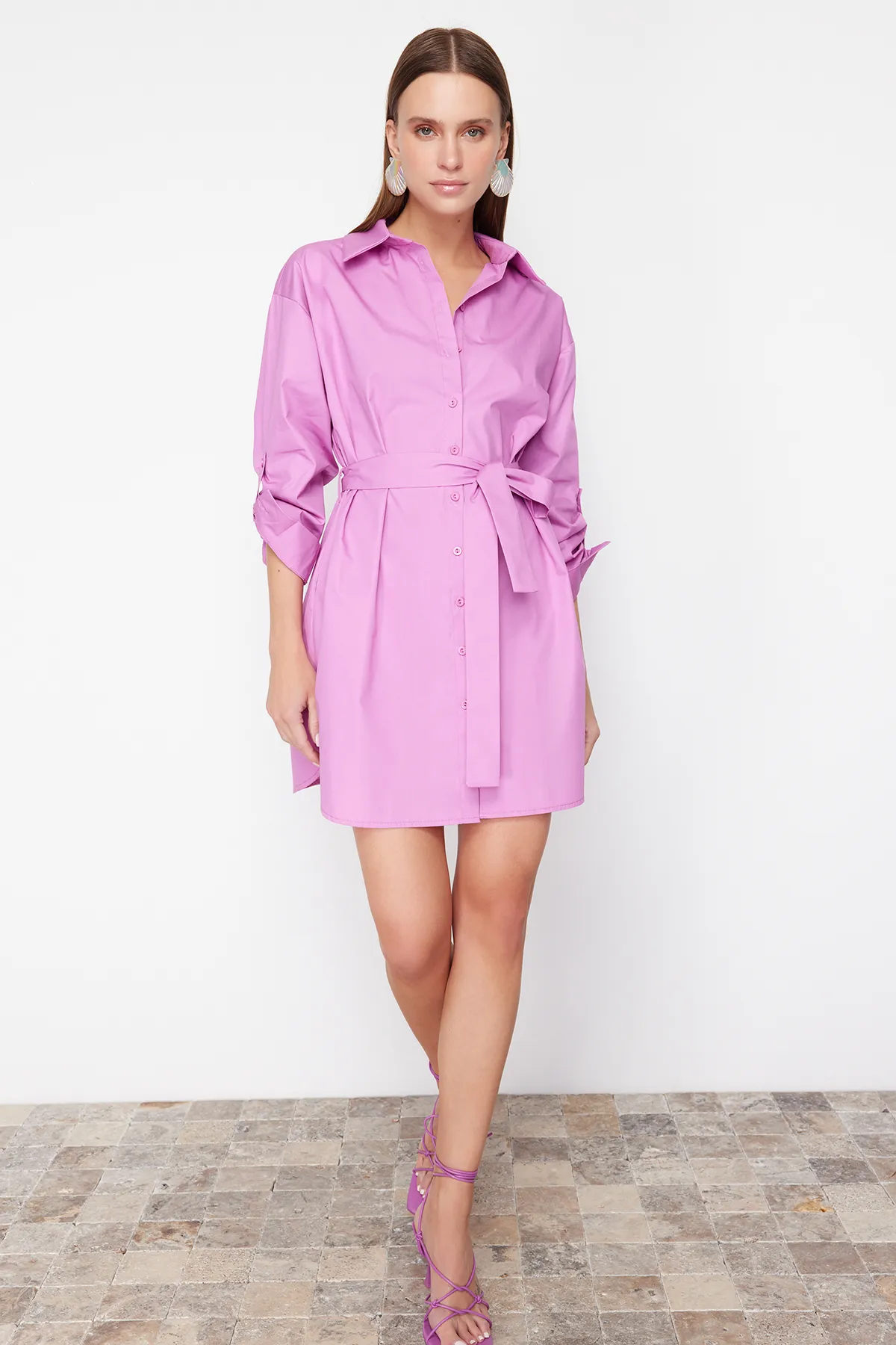 Trendyol Collection  Fuchsia gewebtes Minikleid TWOSS24EL00339