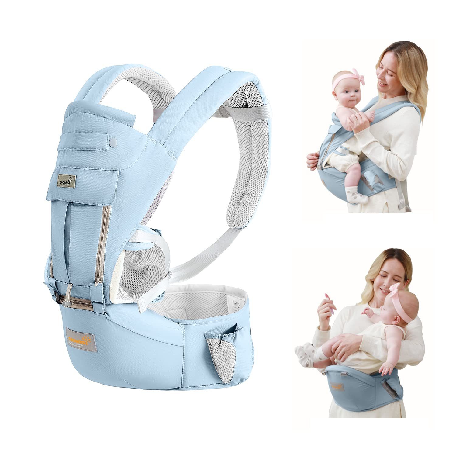 Hikeren Bauchtrage 6-in-1 Babytrage für Neugeborene ab Geburt,(3-30kg)