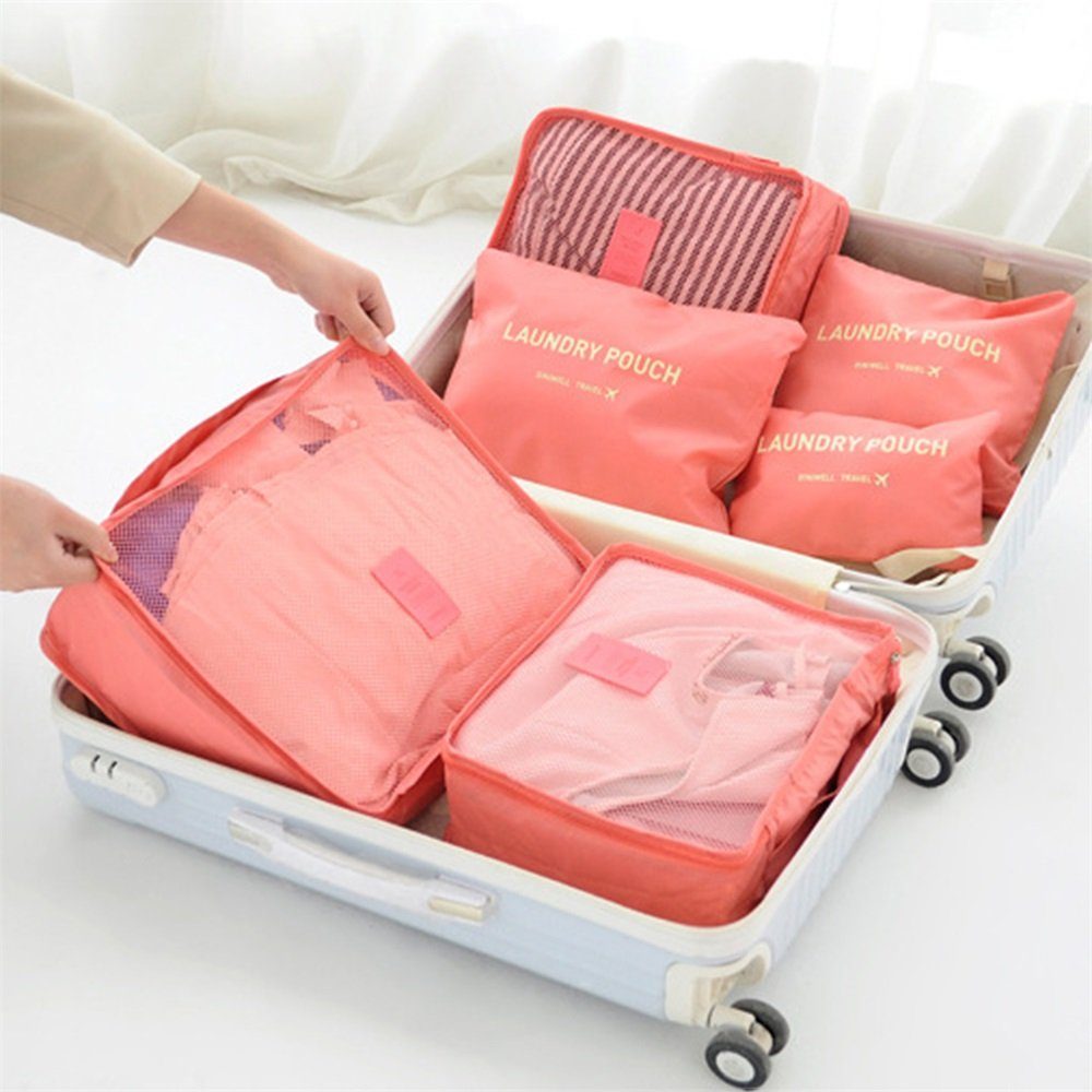 Rutaqian Aufbewahrungstasche Koffer Organizer Reise Kleidertaschen 6PCS/Sets,Grau