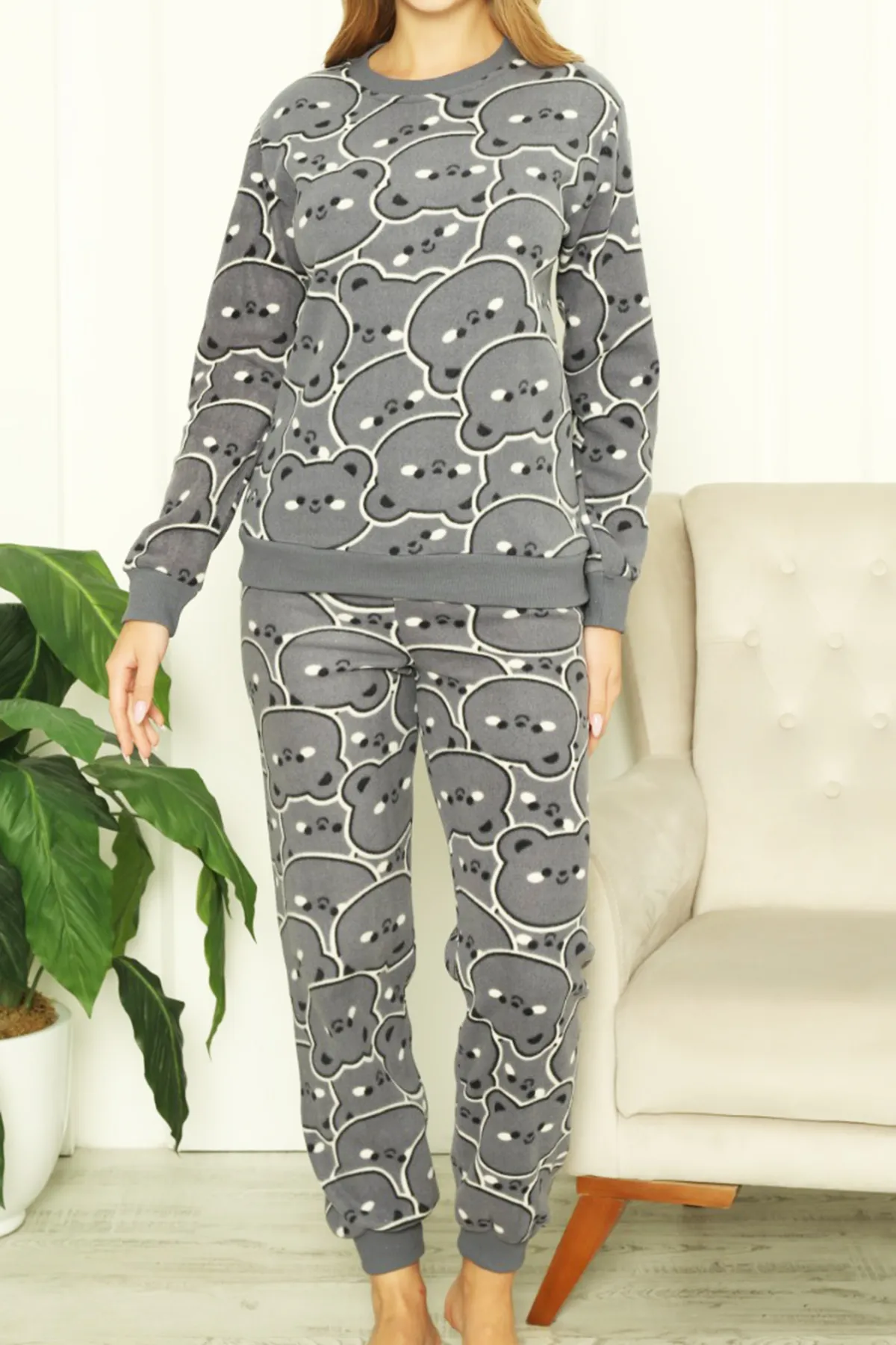 Nicoletta  Damen-Plüsch-Pyjama-Set Welsoft GRAU