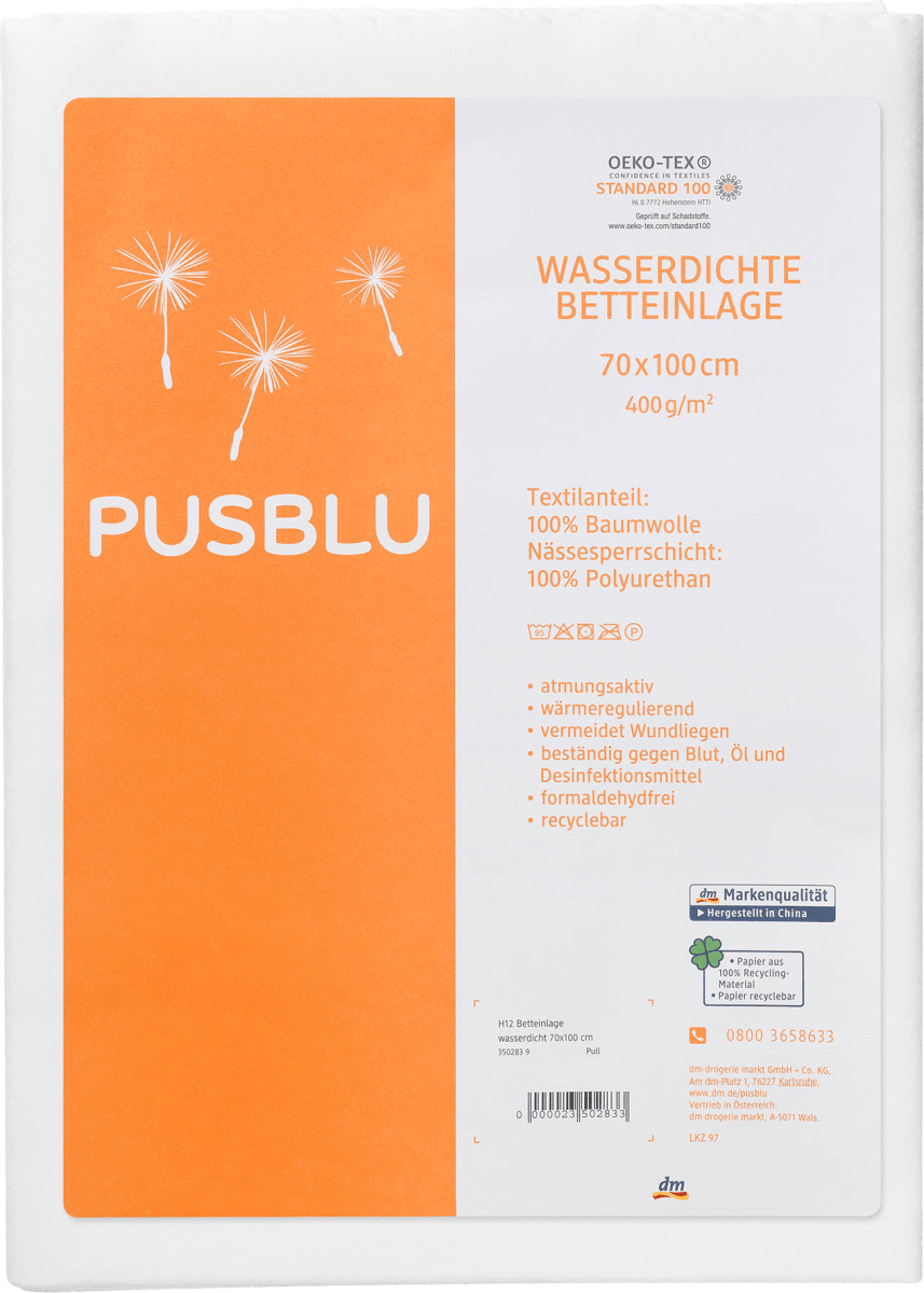 Betteinlage wasserdicht, ca. 70 x 100 cm, 1 St