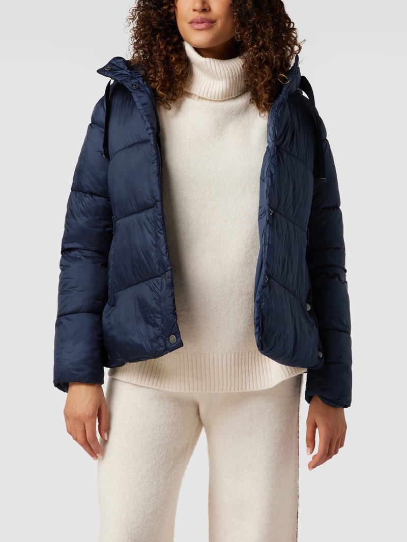 Umstands-Steppjacke mit Kapuze in marineblau