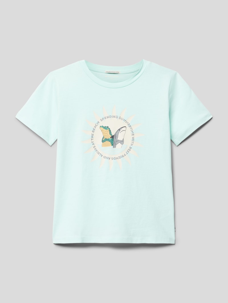 T-Shirt mit Motiv-Print in helltürkis