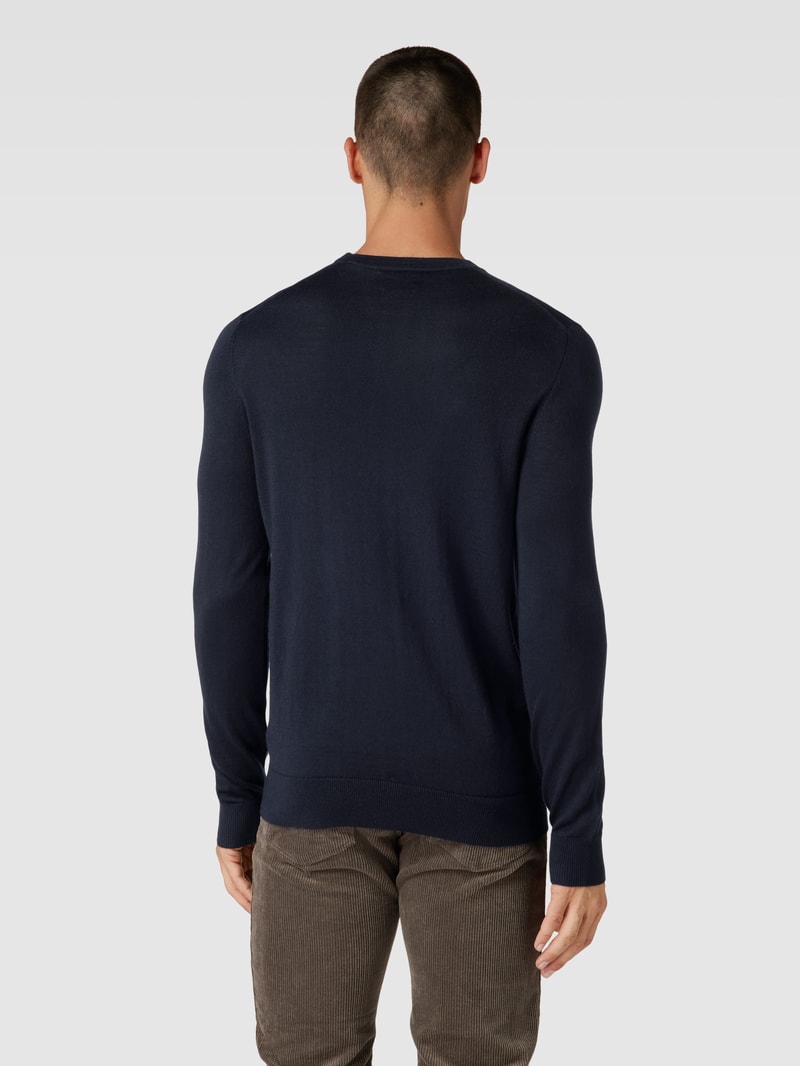 Longsleeve aus Woll-Mix in marineblau
