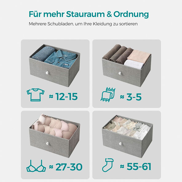 Kommode, 4 Schubladen, grau/weiß