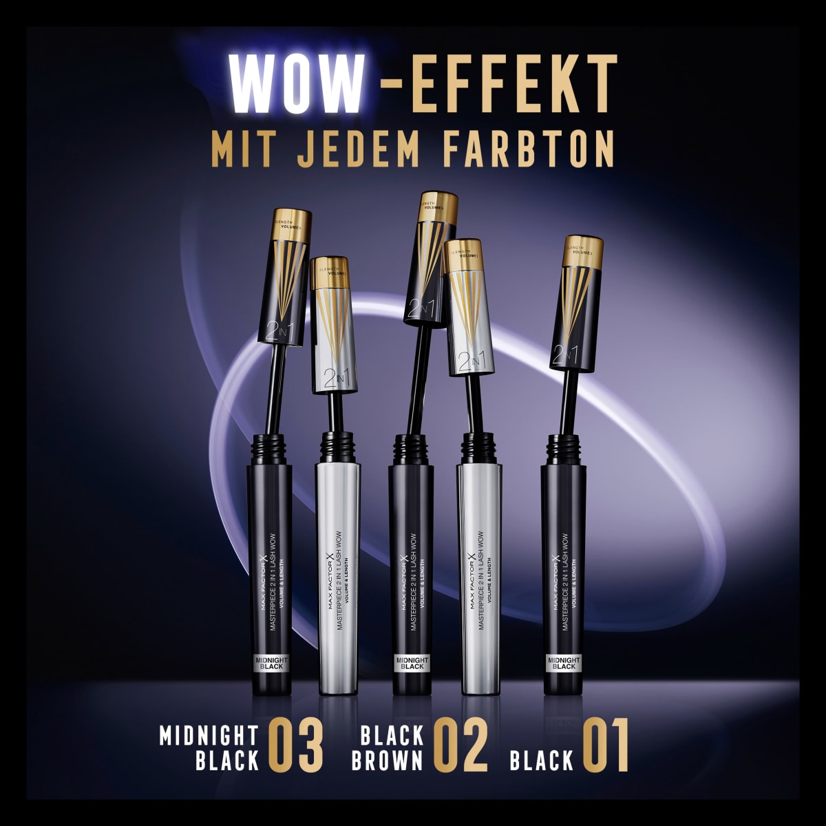 Mascara Masterpiece 2in1 Lash Wow 003 Midnight Black, 7 ml