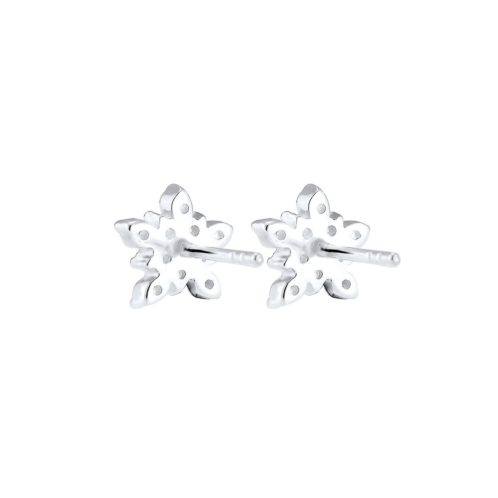 Elli Elli Boucles d'Oreilles Femme Motif de Flocon de Neige Ludique avec Zircon Cubiqu Boucles d'oreilles