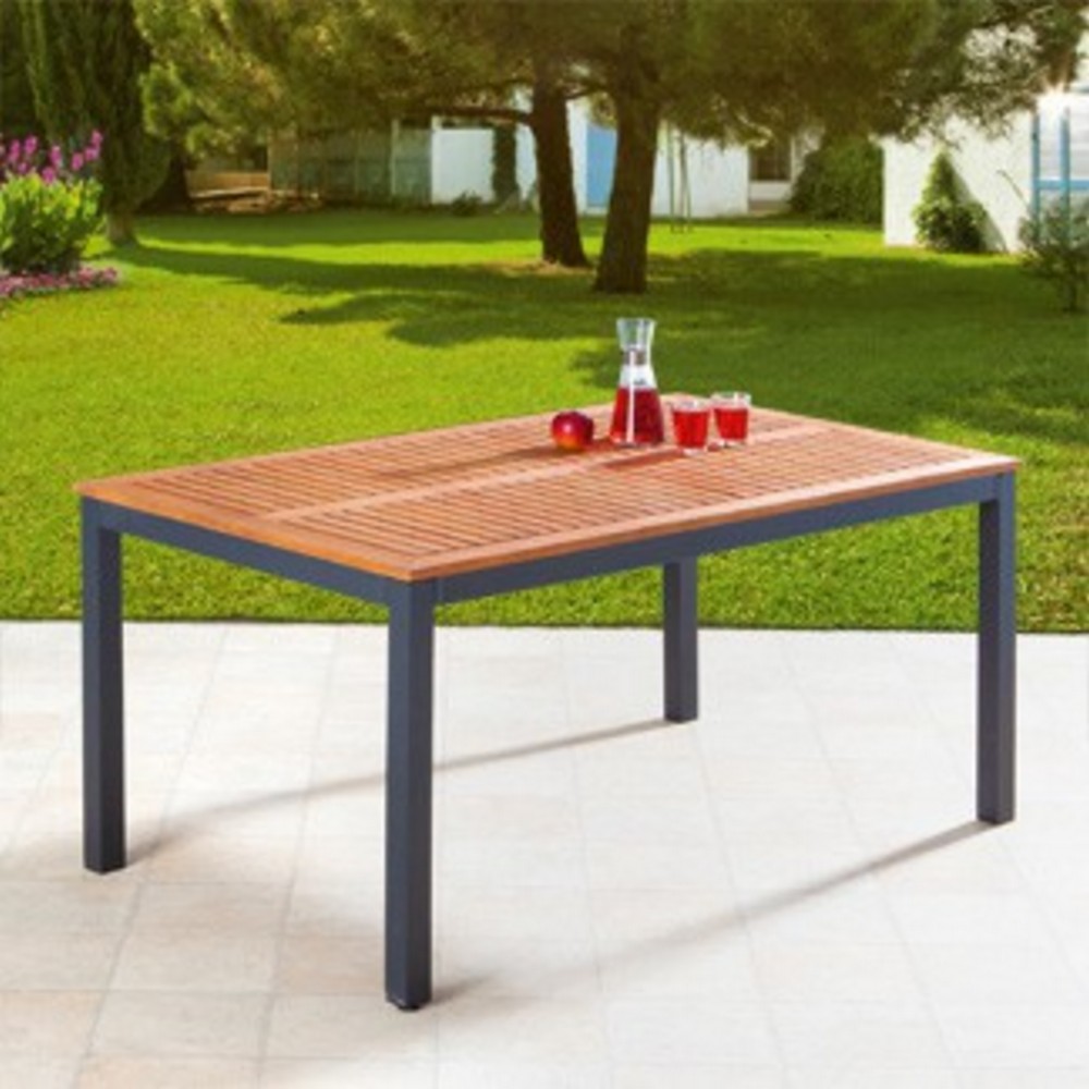 Solax Sunshine Alu-Gartentisch mit Holzplatte GENUA - Braun SE