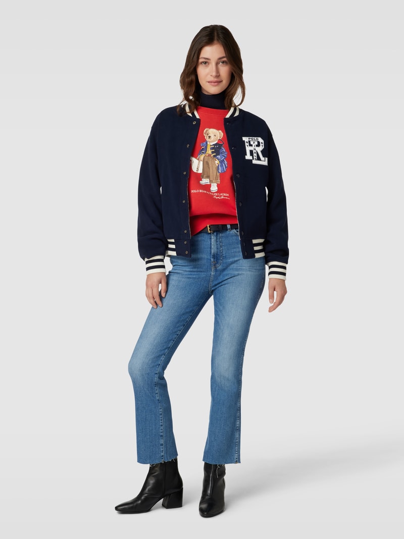 Sweatshirt mit Label-Print Modell 'BEAR' in hellrot